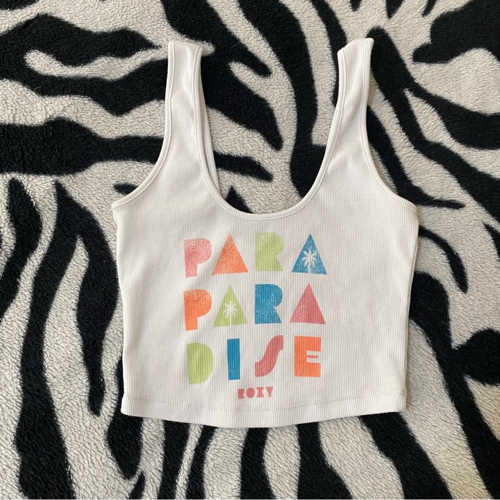 Roxy White Tank with Multicolor Accents